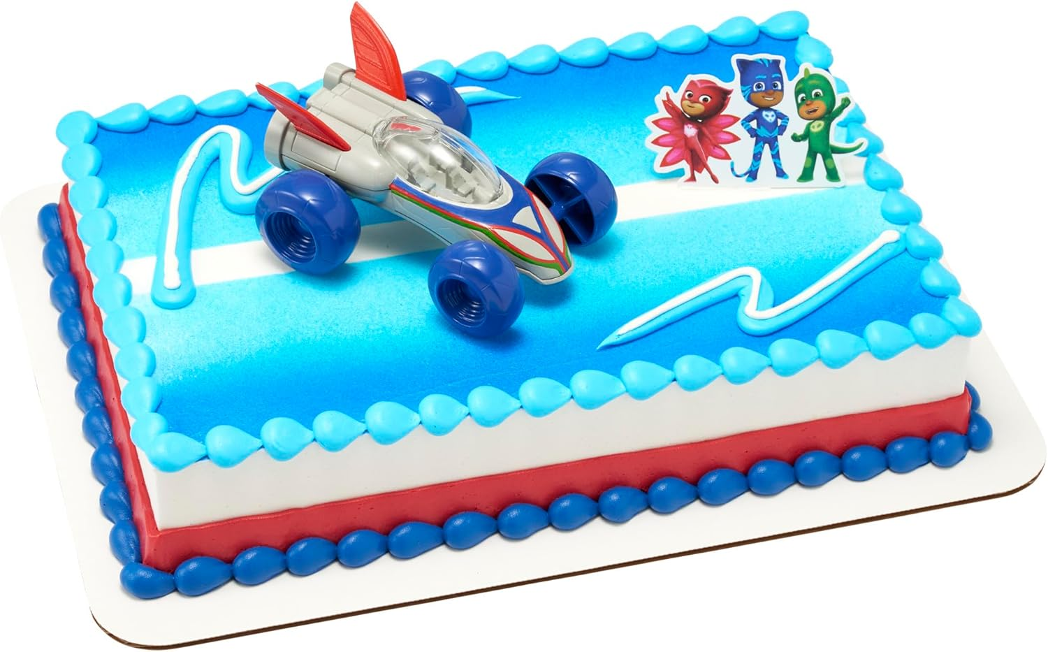 Decoset&reg; PJ Masks save the Day Cake Topper, 2 Piece Cake Decoration with Free-Wheeling Car and Catboy, Owlette, and Gekko Pic | for Birthday, Parties, Celebration image number 3