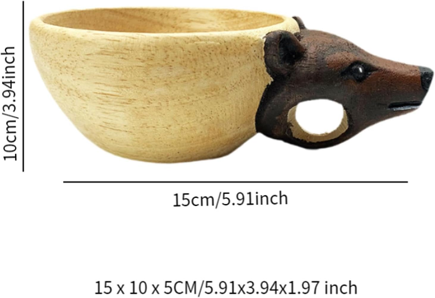 Wooden Cup Animal Water Cup Tea Cup Camping Mug Animal Shaped Hand Carved Cup Wooden Mug for Hiking Indoor Outdoor Travelers, Bear image number 6