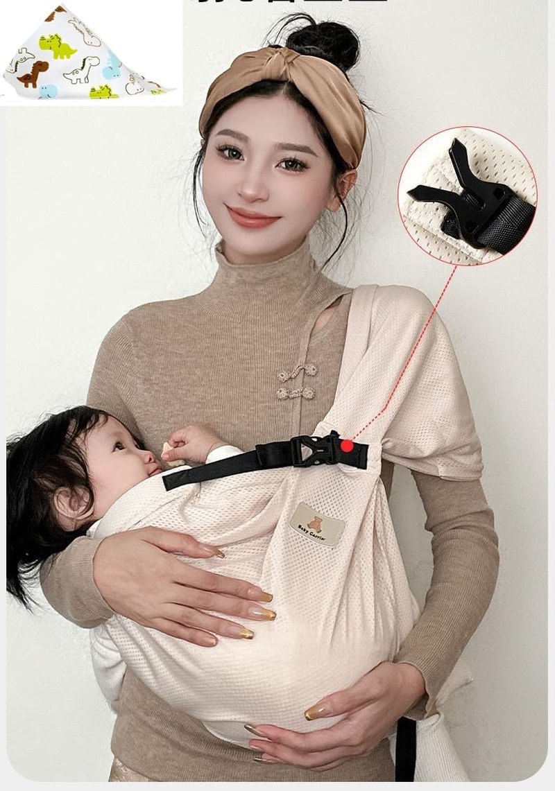 Baby Toddler Sling Carrier Lightweight Hip Slings Carrying Non-Slip Side Kid Holder Chest Wrap 0-12 Months Infants & Toddlers Newborn Sling, Nursing Outdoor Travel Breathable image number 5
