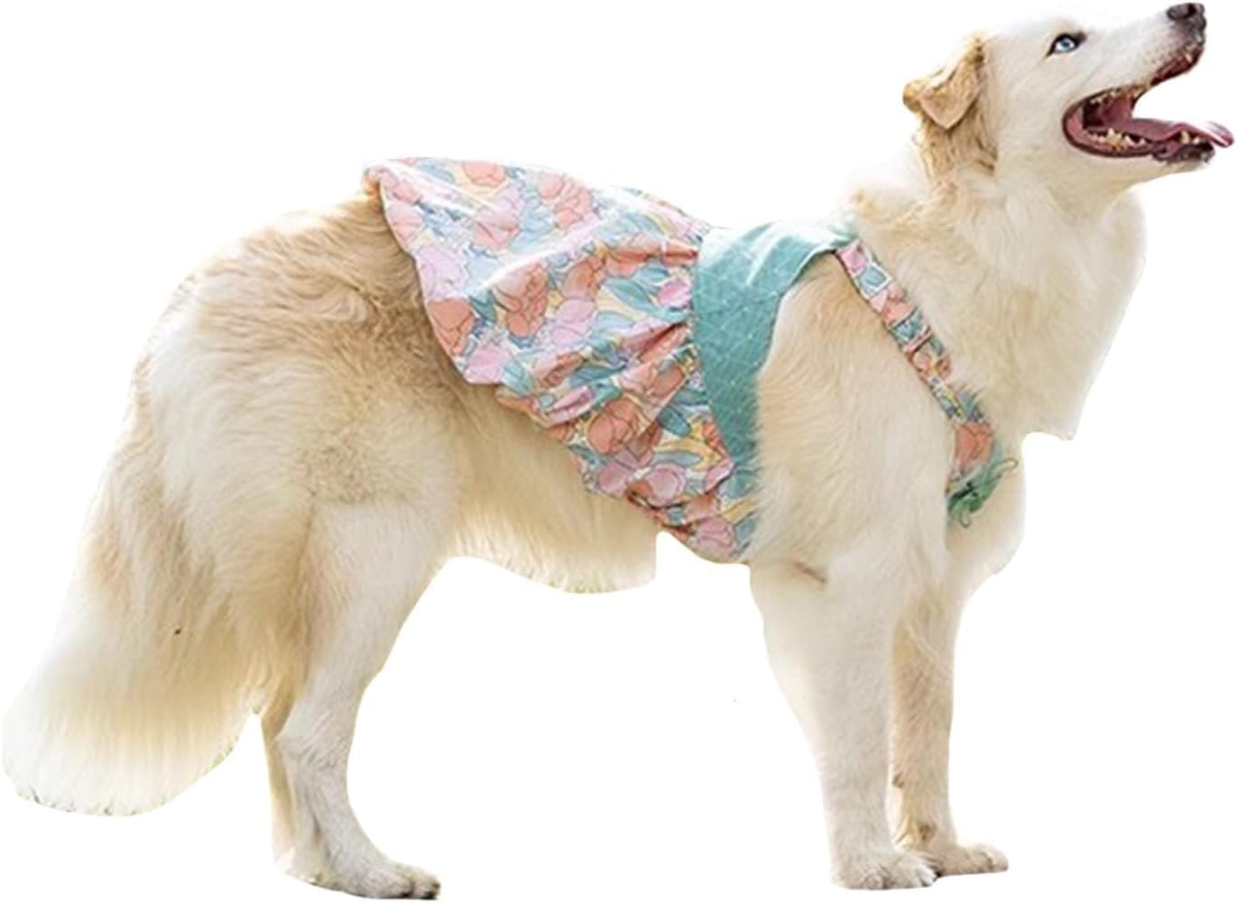 Dog Dress for Small Large Dogs,Floral Dog Wedding Dress Birthday Easter Dresses,Spring Summer Dog Clothes (Blue, M) image number 1