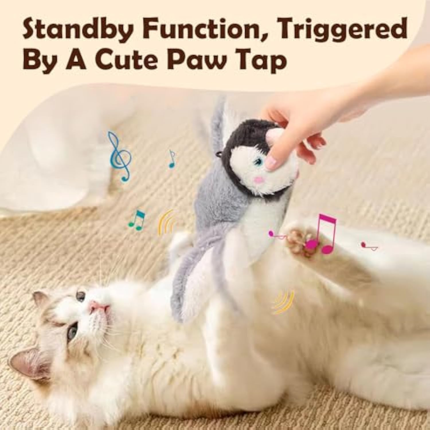 Interactive Flapping Bird Cat Toy with Chirping Sounds, Plush Flying Bird Toy for Indoor Cats (3#)
