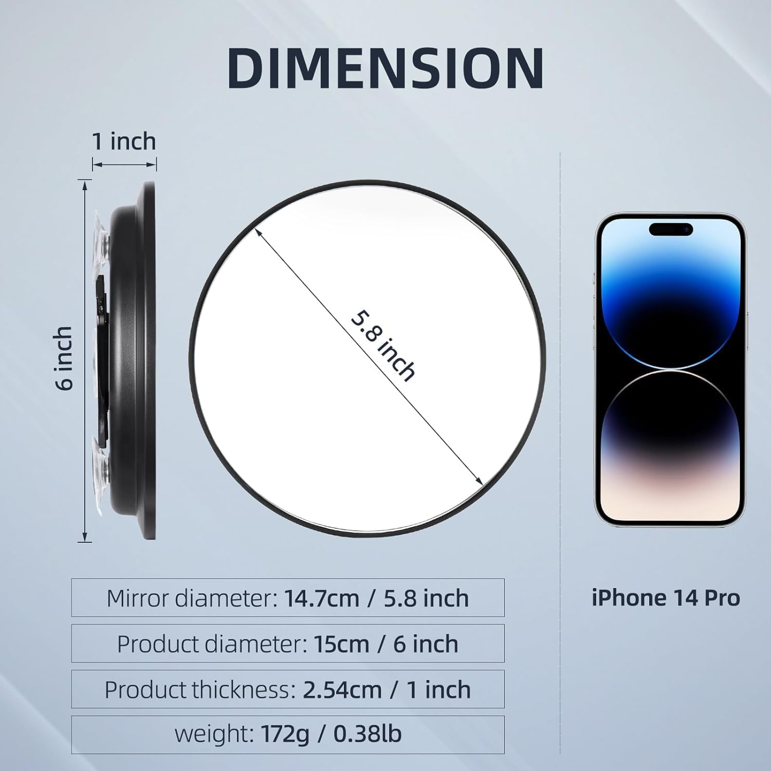 30X Magnifying Mirror - 6 Inch Large Makeup Mirror with 30X Magnification, Compact round Travel Mirror with Handle and 3 Suction Cups, 360&deg; Adjustable Stand image number 5