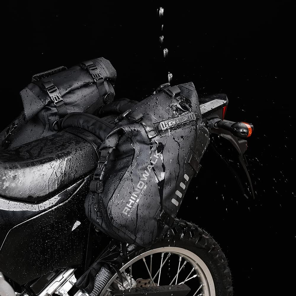 Rhinowalk Motorcycle Saddle Bag Waterproof 18L (9Lx2) Motorcycle Side Pannier Bag Anti-Vibration Motorbike Bag Motorcycle Accessories MT1418 Black image number 5
