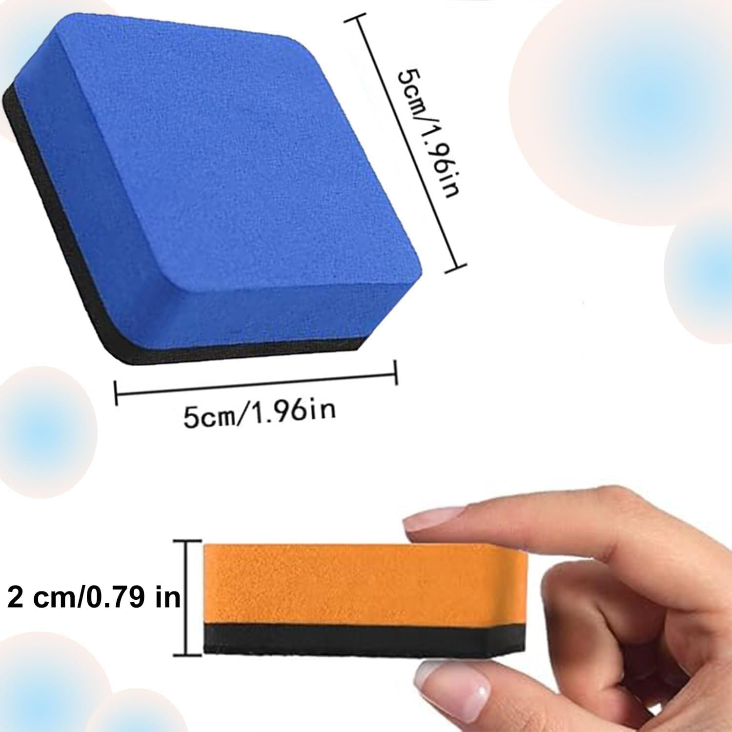 8 Pack Mini Dry Erase Erasers with 3 Pcs Magnetic Dry Erase Markers, Magnetic Whiteboard Dry Eraser Chalkboard Cleansers for Classroom, Home and Office (4-Color, 2 X 2 Inch) image number 2