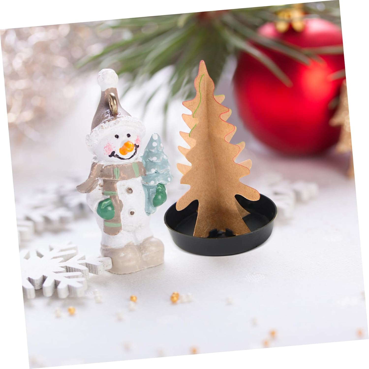 48Pcs Miniature Paper Christmas Tree Trays Mini Christmas Tree Disc Base for DIY Indoor Use image number 6
