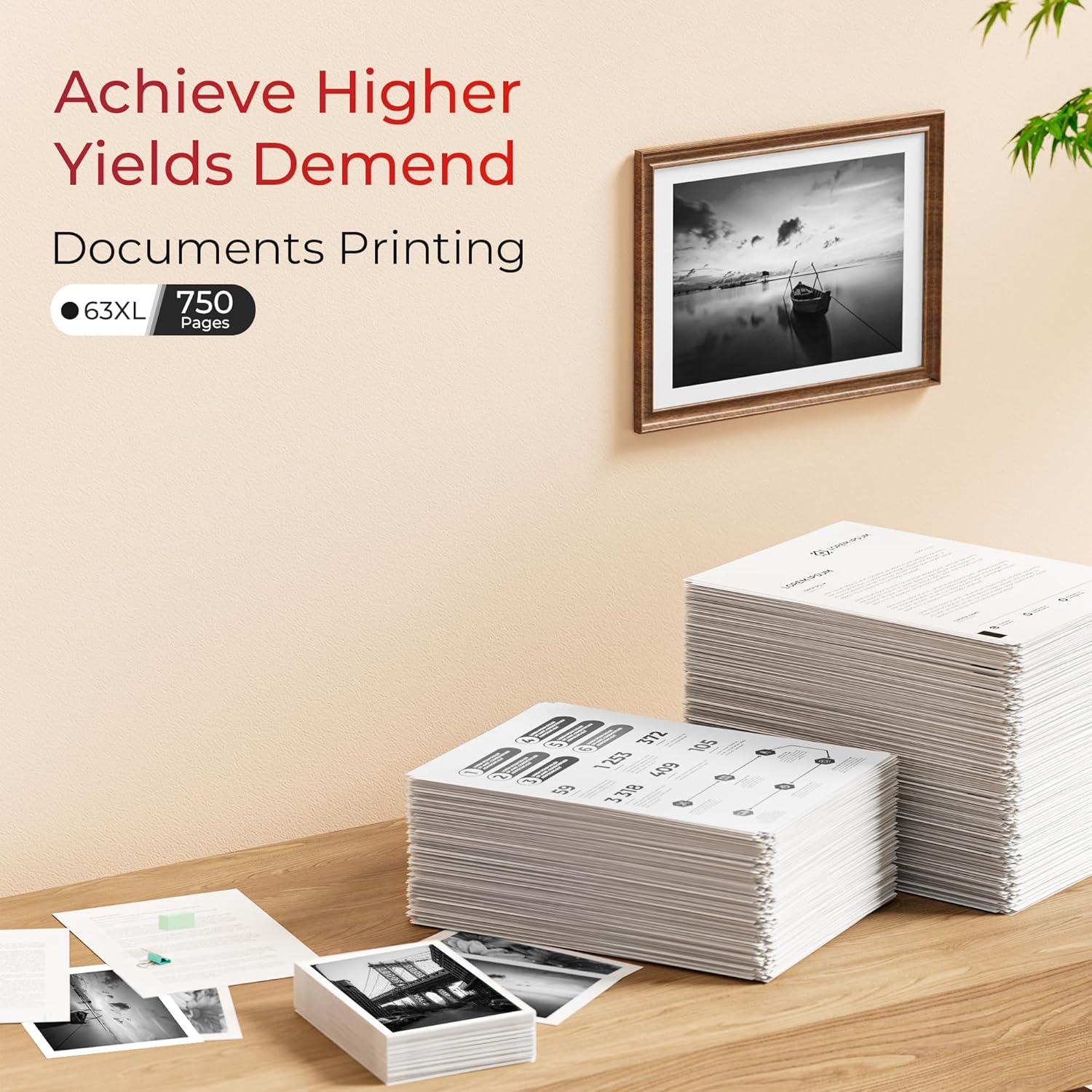 Ejet Remanufactured Ink Cartridge Replacement for HP 63XL 63 XL, High Yield Work with Officejet 3830 4650 5255 Envy 4520 4512 4516 Deskjet 1112 3630 3634 3632 2132 Printer (2 Black) image number 6