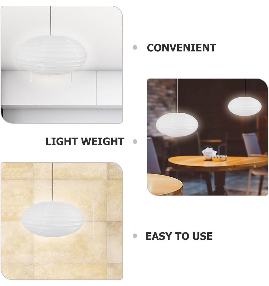 DECHOUS Paper Lampshade, Oval Lantern Handmade Ambient Lampshade Hanging Paper Lamp for Pendant at Home, 40&times;22 Cm image number 4