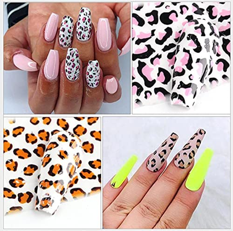 10 Styles Animal Prints Pattern Transfer Foil Sheet Set with Star Glue Nail Art Sticker Beauties Factory Kit Leopard Zebra Snake Peacock image number 4