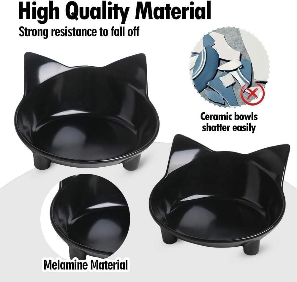 Mumoo Bear Cat Bowls Cat Food Bowl Non Slip Pet Bowl Shallow Water Bowl to Stress Relief of Whisker Fatigue, Dog Bowl Dish Cat Feeding Wide Bowls for Puppy Small Animals (Pack of 3) - Color 3 image number 6