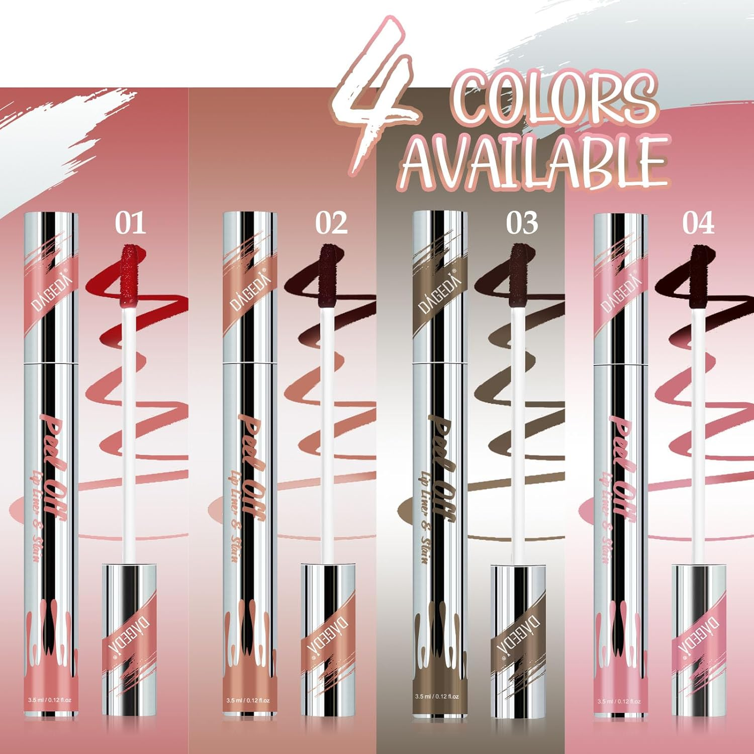 DAGEDA Peel off Lip Liner Stain, Tattoo Lip Liner Peel off Lip Stain with Tweezer, Transfer Proof, Waterproof, Long Lasting Lip Stain, Highly Pigmented Matte Finish Lip Tint Stain (Romance) - Sweet image number 6