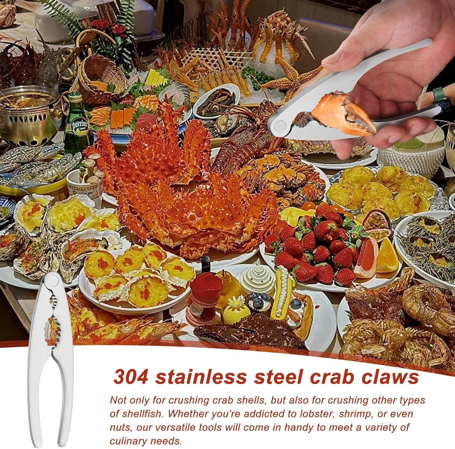 Crab Leg Cracker,Nut Cracker Crab Crackers Seafood Tools - Ergonomic Nut Cracker Anti-Slip Crab Legs Utensils for Kitchen Home Restaurant image number 1