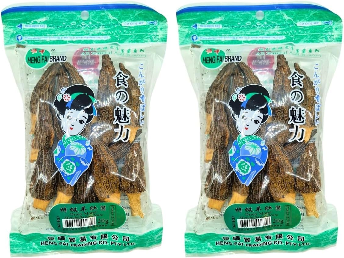 Heng Fai Dried Morel Mushrooms | Premium Gourmet Food Ingredient for Sauces, Soups, and Fine Dishes | Rich, Nutty, and Earthy Flavour | Hand-Selected High-Quality Dried Morels | 20G Pack image number 1