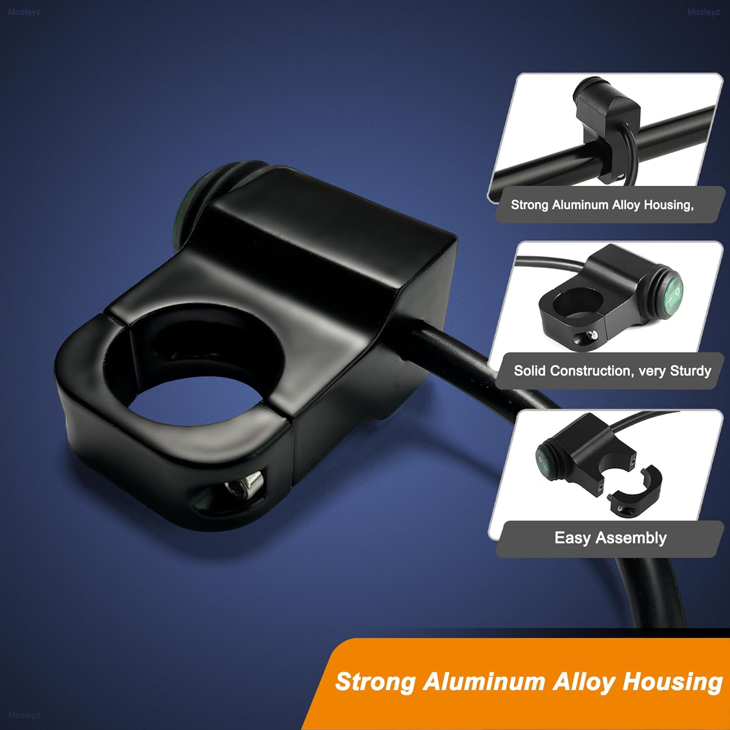 ATV Light Switch 12V Waterproof Aluminum Alloy Motorcycle Handlebar Switches for Motorcycle ATV UTV- Fits 7/8" Handlebars (22Mm) Green 1 Piece image number 4