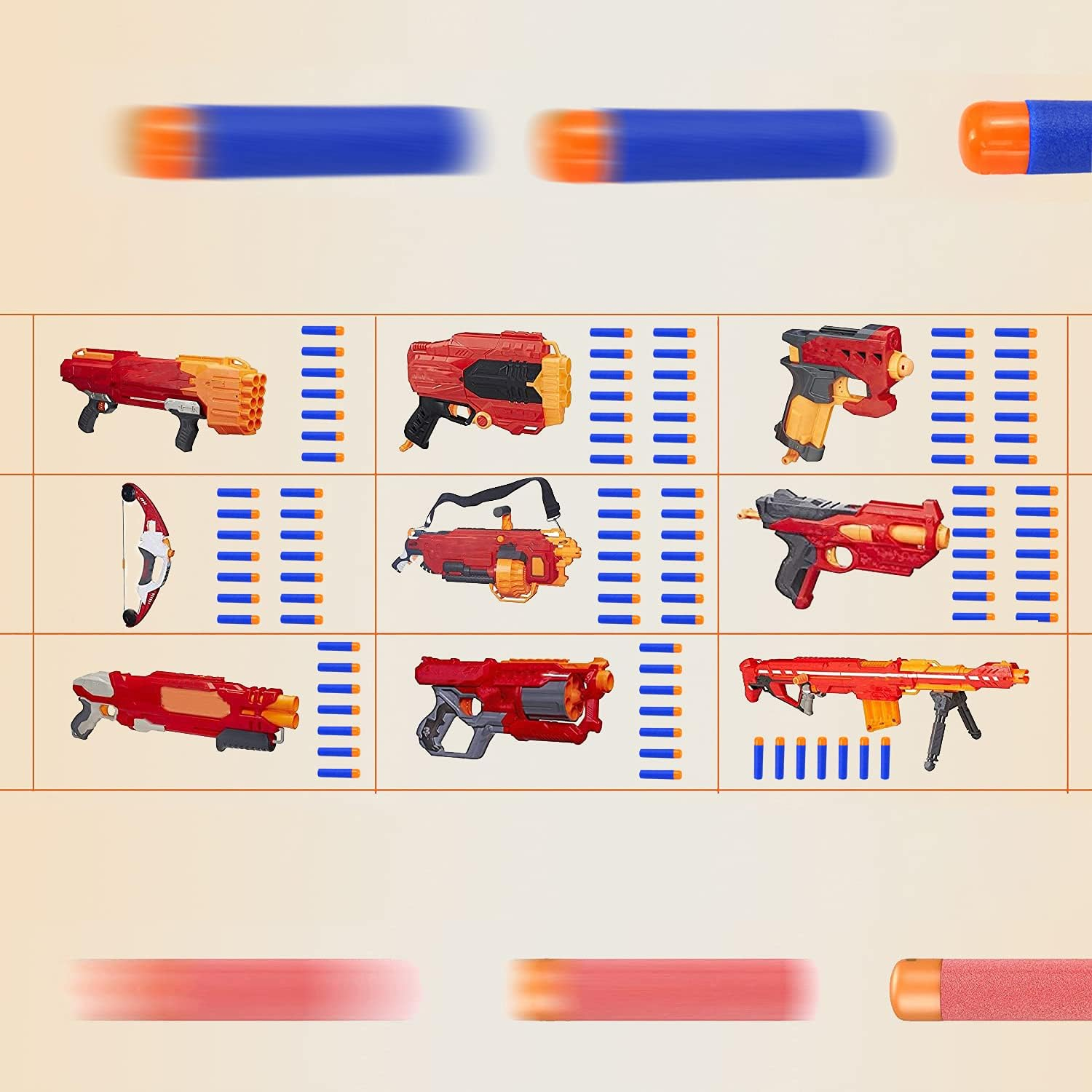 EKIND 9.5Cm Foam Darts Compatible for Nerf Elite Mega Series - 72-Dart, Red  Blue image number 5