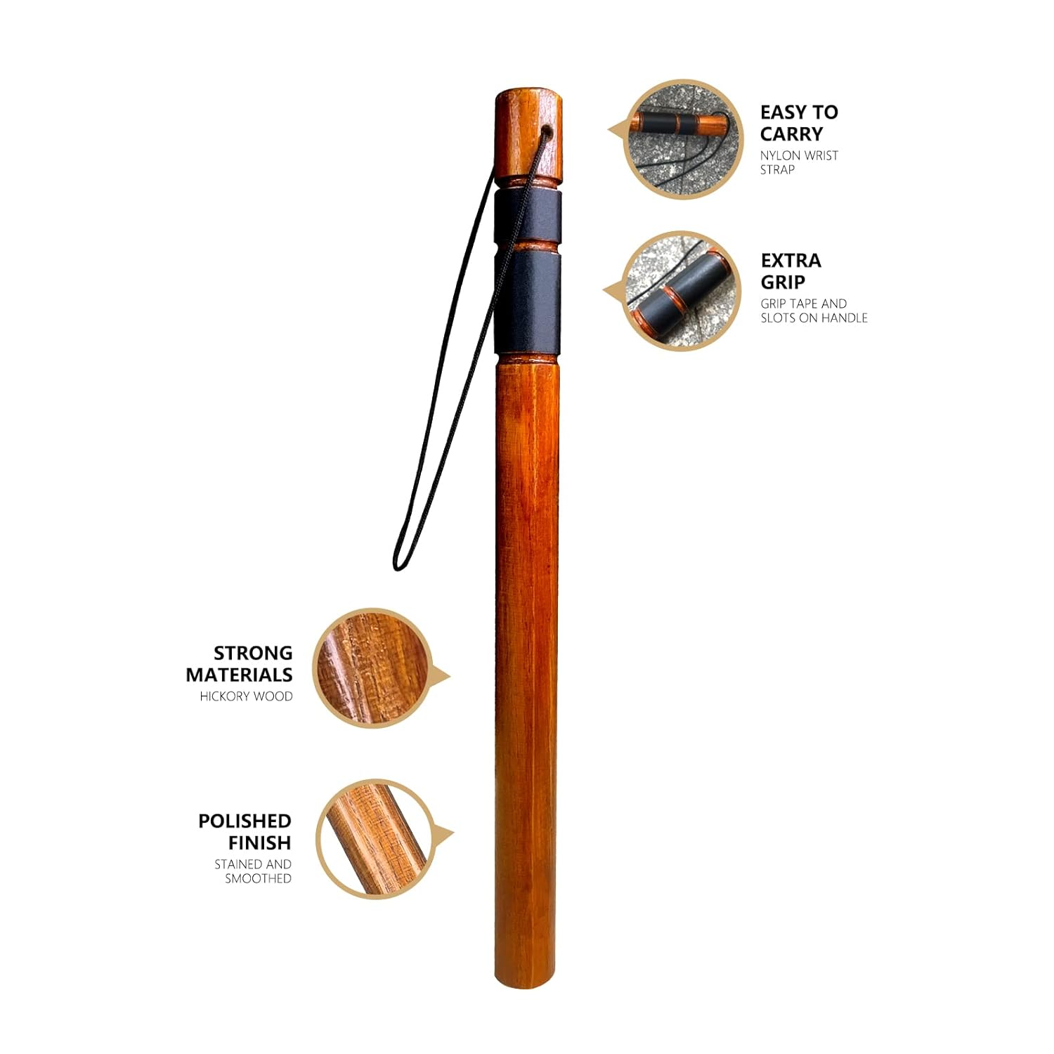 19'' Tire Pressure Check Tool, (Weighted) Wooden Tire Tapper, Dark Red image number 3