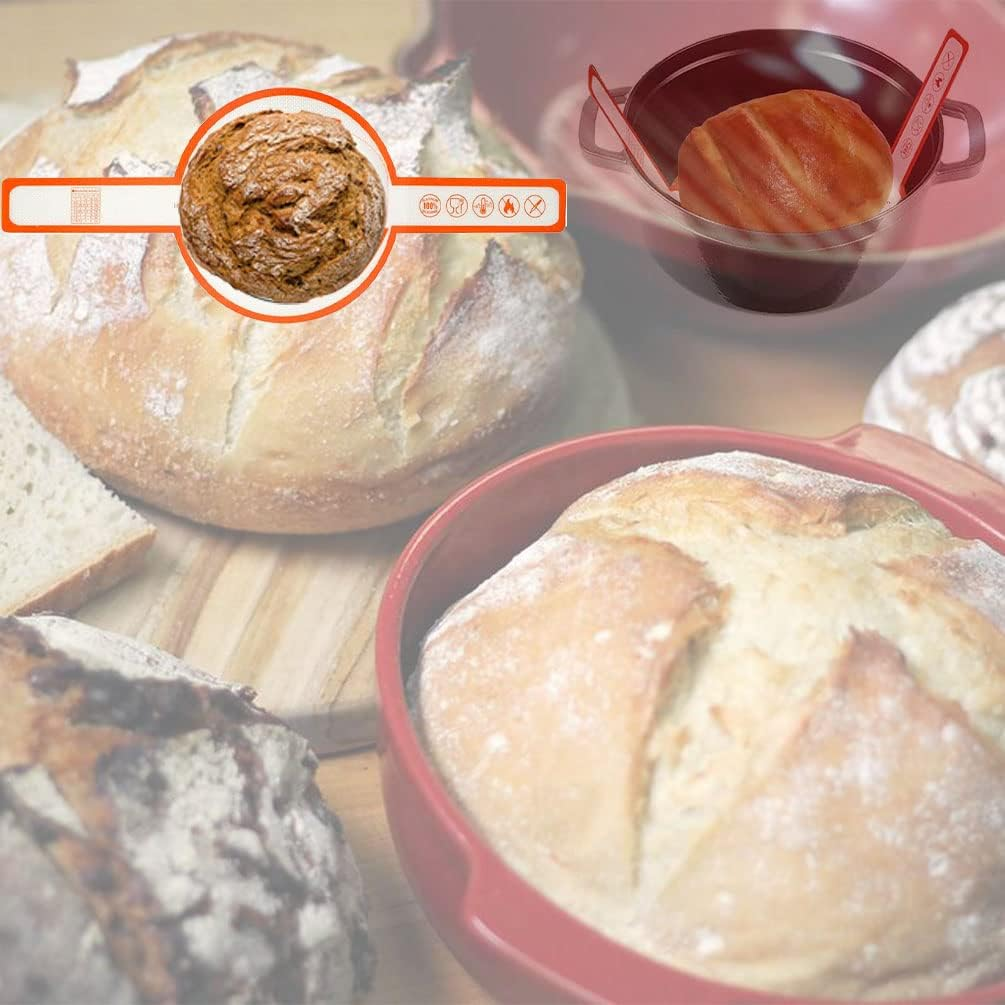 2 Pieces Silicone Baking Mat for Dutch Oven Bread Baking- Reusable Non-Stick Heat Resistant Long Handles Bread Baking Sling,For Dough Pastry (Blue Orange)