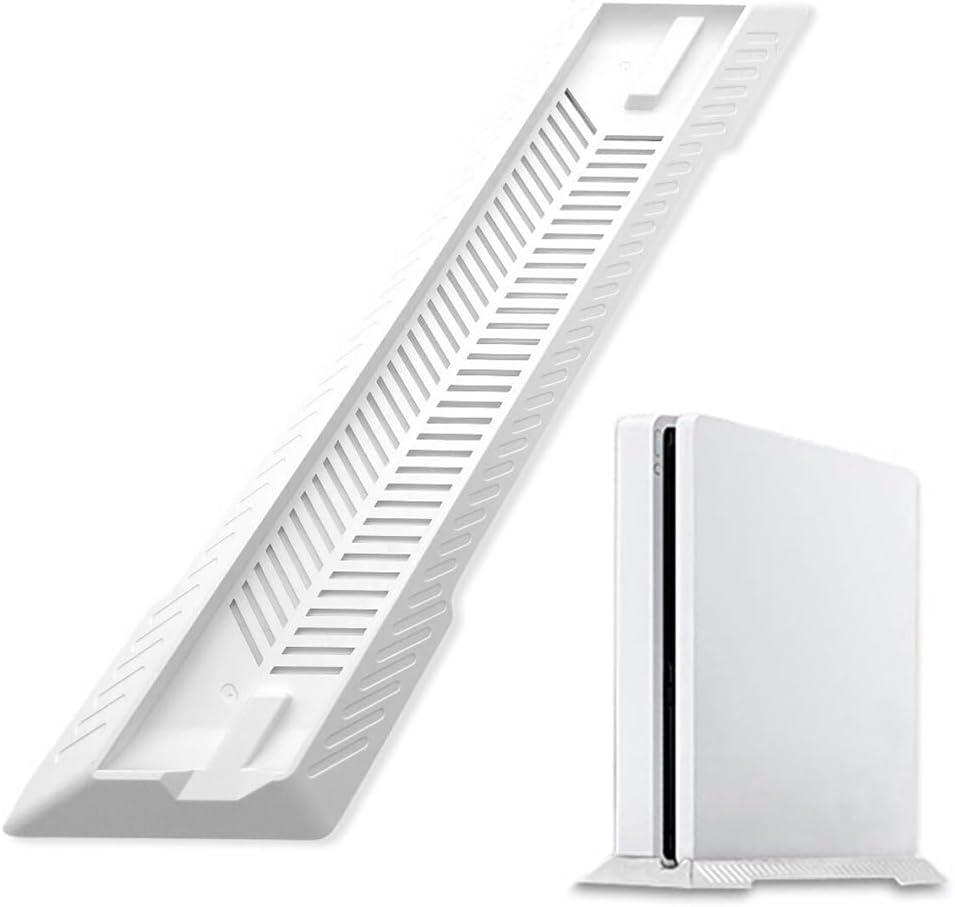 Kailisen PS4 Slim Vertical Stand for Playstation 4 Slim with Built-In Cooling Vents and Non-Slip Feet (White)