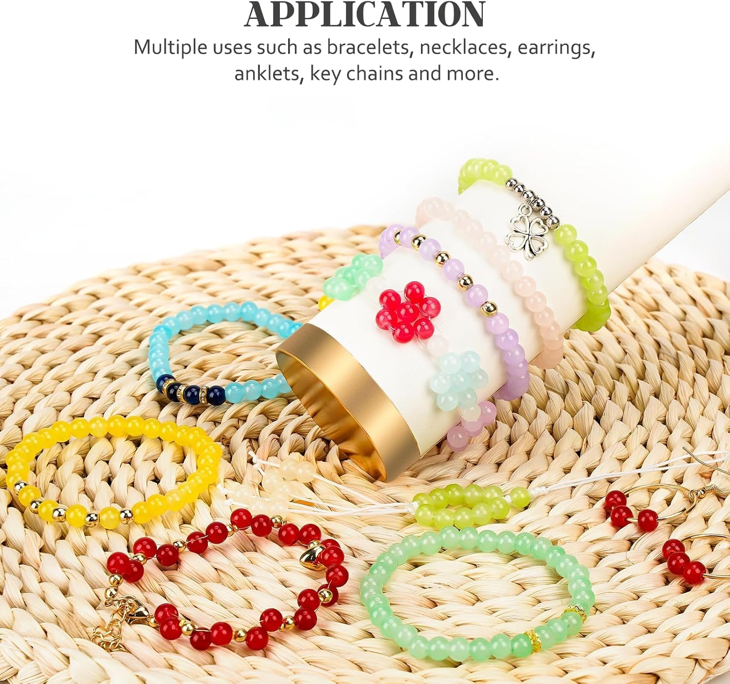 DUOMIAO 6Mm Glass Bracelet Making Kit 1400Pcs, 24 Colors Crystal for Jewelry Making round DIY Crafts with Spacer Charms Accessories. image number 5