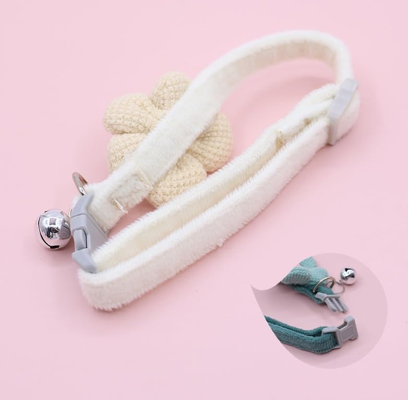 4 PCS Breakaway Cat Collars with Bell,Cat Collar with Flower Charms Adjustable Suede Cute Cat Collar for Puppy Cat (Style1, One Size) image number 2