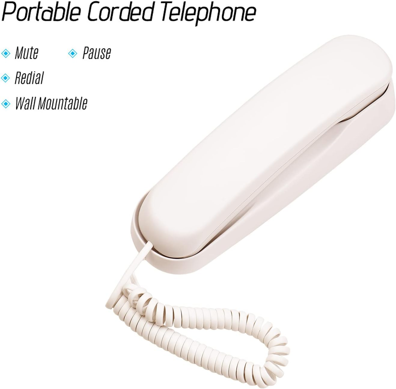 Mini Desktop Corded Landline Phone Fixed Telephone Wall Mountable Ports Mute/Pause/Redial Functions for Home Hotel Office Bank Call Center image number 1