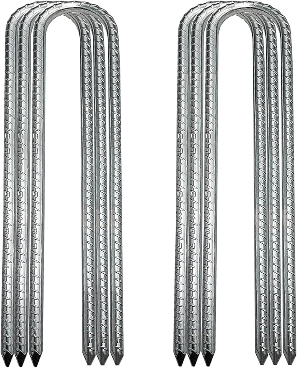 6Pcs 12 in Rebar Ground Tent Stakes, Heavy Duty Galvanised Ground Anchor, U-Shaped Tent Pegs, Nails, Building Anchor, Metal Fence Stakes for Canopies Shed Swing Trampoline image number 6