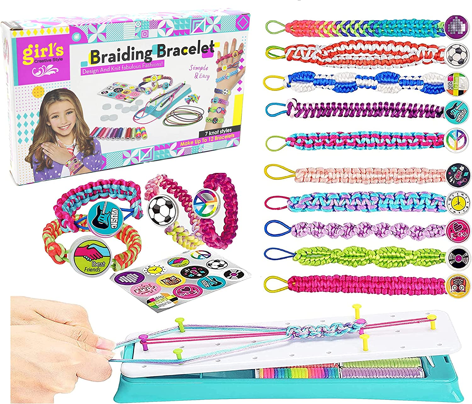Friendship Bracelet Making Kit,Jewelry Making Supplies Beads,Unicorn/Mermaid Crafts Gifts Set for Girls Teens Age 8-12 image number 3