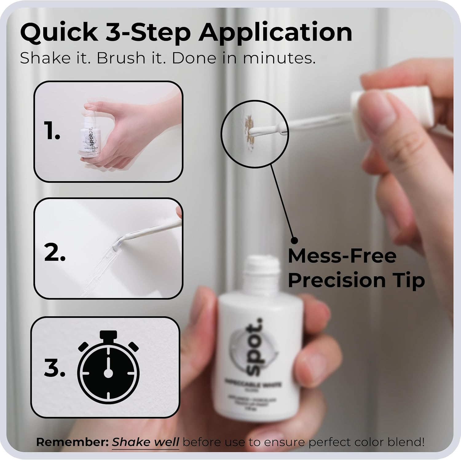 Spot. 30Ml White Gloss Touch up Paint Porcelain + Appliance Repair Kit for Chips, Scratches, Cracks and Stains on Tiles, Metal Surfaces, Ceramics and Fibreglass image number 6