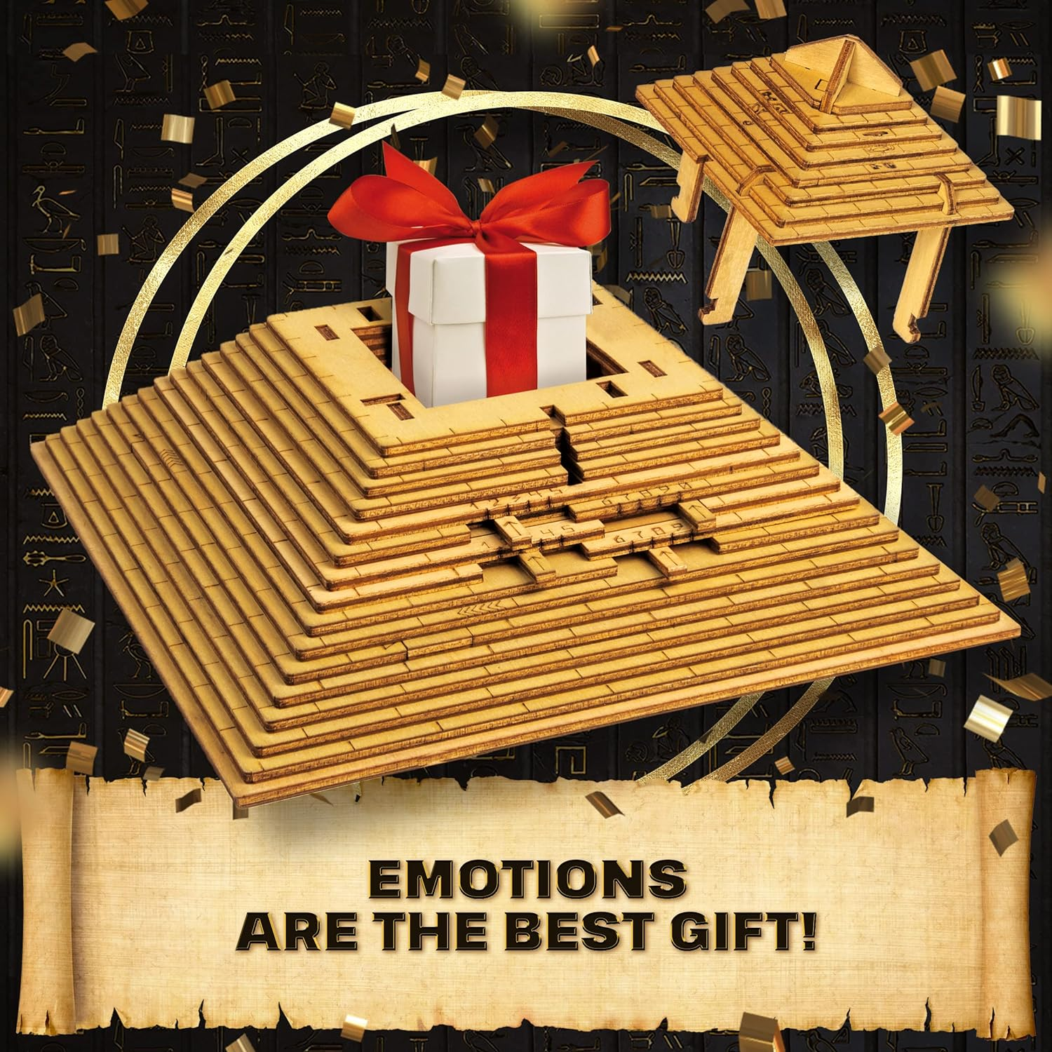 ESC WELT Quest Pyramid Puzzle Box - Escape Room in a Box - Brain Teaser Puzzles for Adults & Teenagers - Puzzle Boxes with Hidden Compartment - 3D Puzzles for Adults - Wooden Puzzle for Family Games