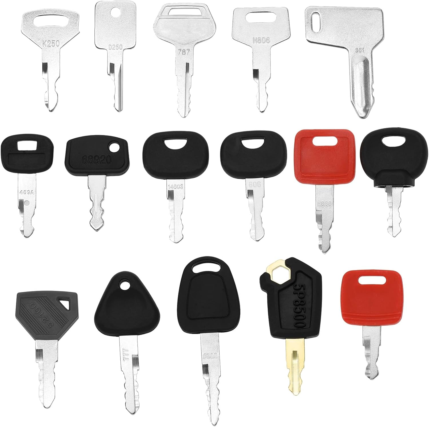 16PCS Ignition Starter Key Set RE183935 K250 787 68920 F900 14603 606 301 H806 D250 459A H800 52160 777 5P8500 14607 for Excavator Forklift Tractor Road Roller image number 6