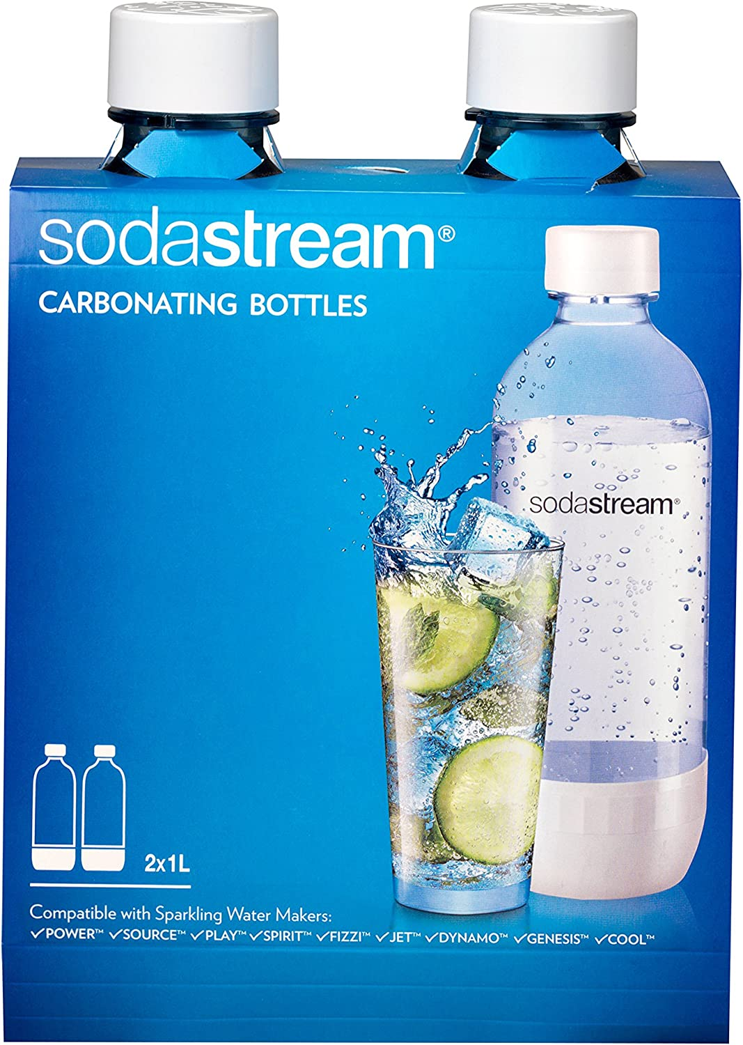 Sodastream 1100958011 1-Liter Carbonating Bottle, Black, 2-Pack