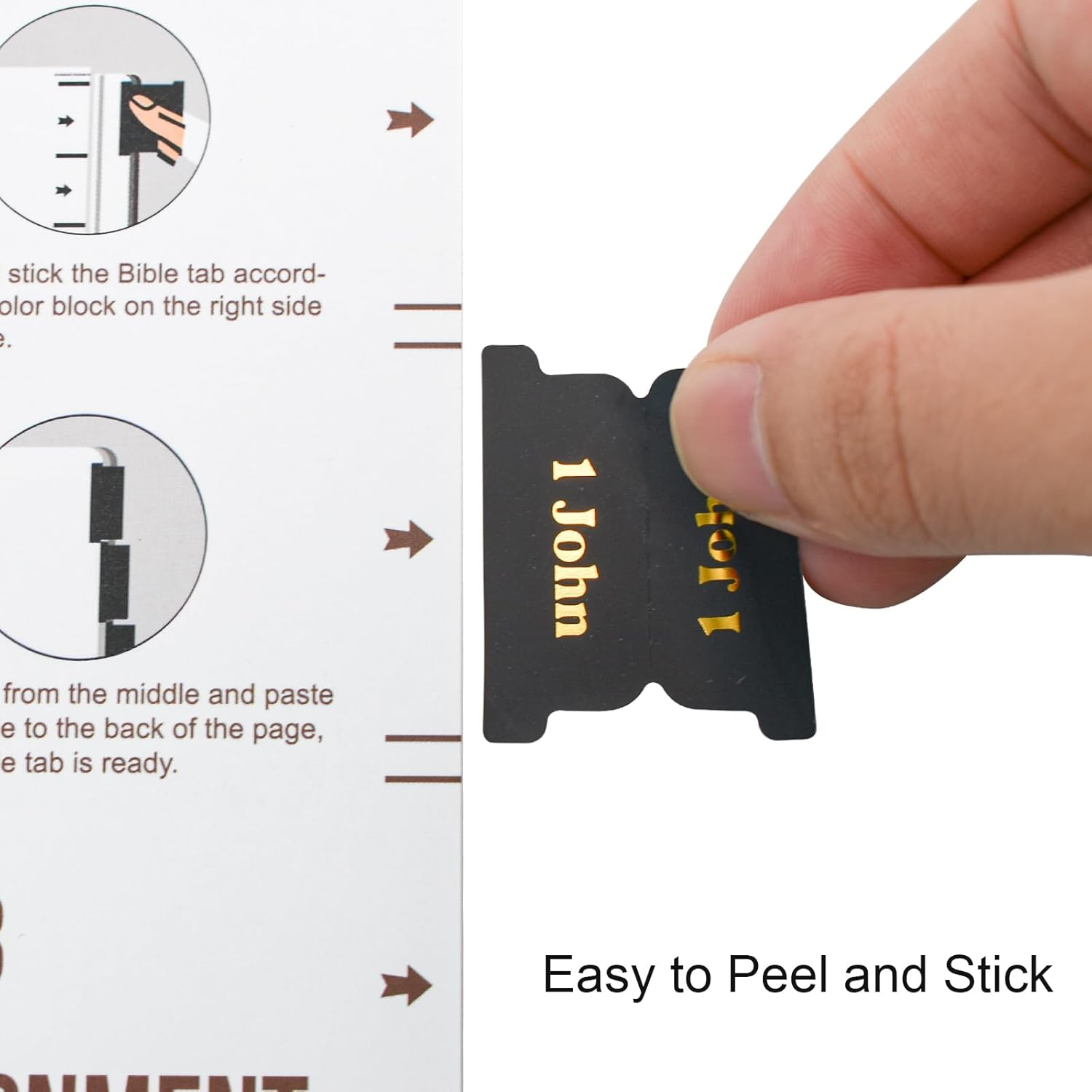 VANRA Bible Tabs for Men Women Study Bible, 96 PCS Black Laminated Bible Tabs Gold Lettering Large Print Bible Journaling Supplies for Old and New Testament image number 3