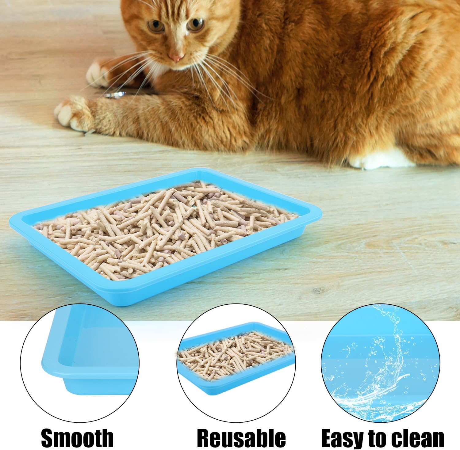 5Pcs Plastic Cat Litter Trays, Shallow Litter Box - Cat Waste Tray for Indoor Kittens (5 Colors) image number 4