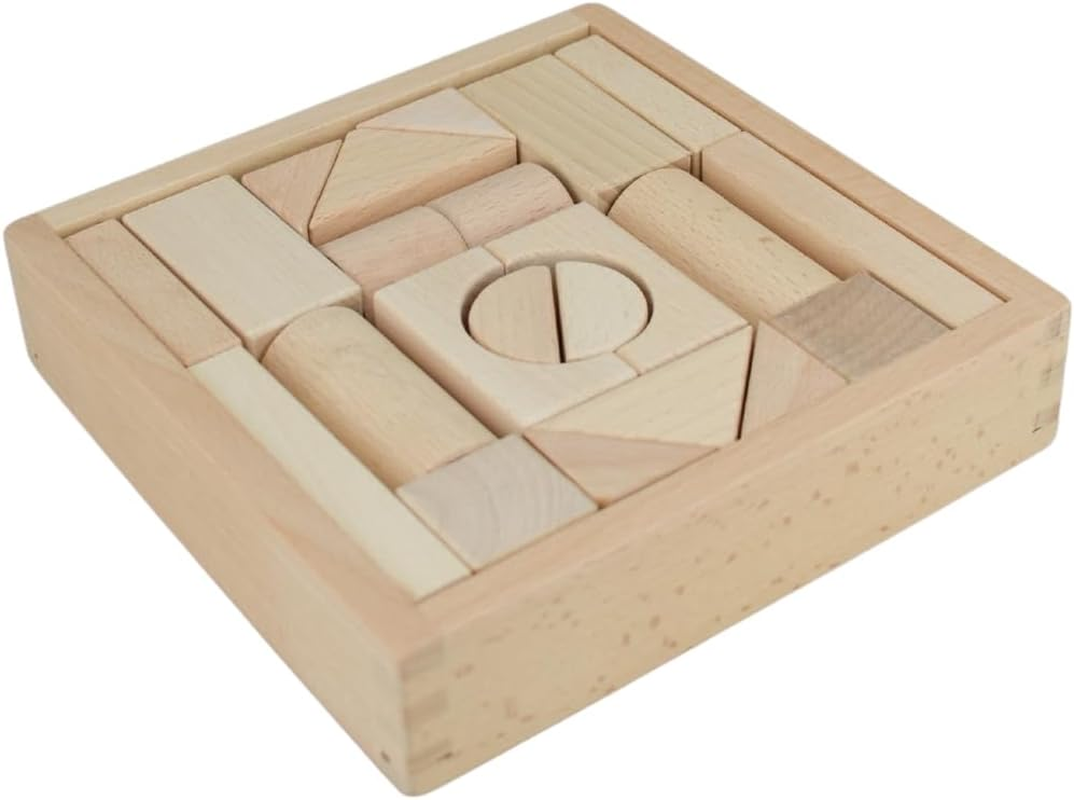 Kaper Kidz - Natural Wooden Blocks - 22PCS - Beech Wood Set for Toddlers/Kids