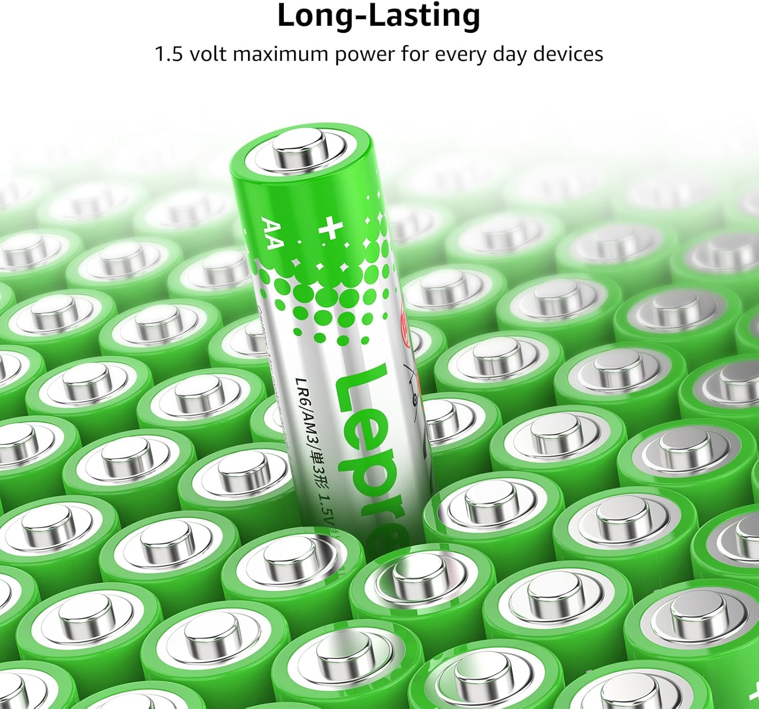 Lepro AA Batteries 24 Pack, 1.5 Volt Alkaline Double AA Battery with High Capacity, Anti-Leakage, Long Lasting Power, 2800Mah LR06 MN1500 Batteries for Clocks Remotes Mouse Torch image number 5