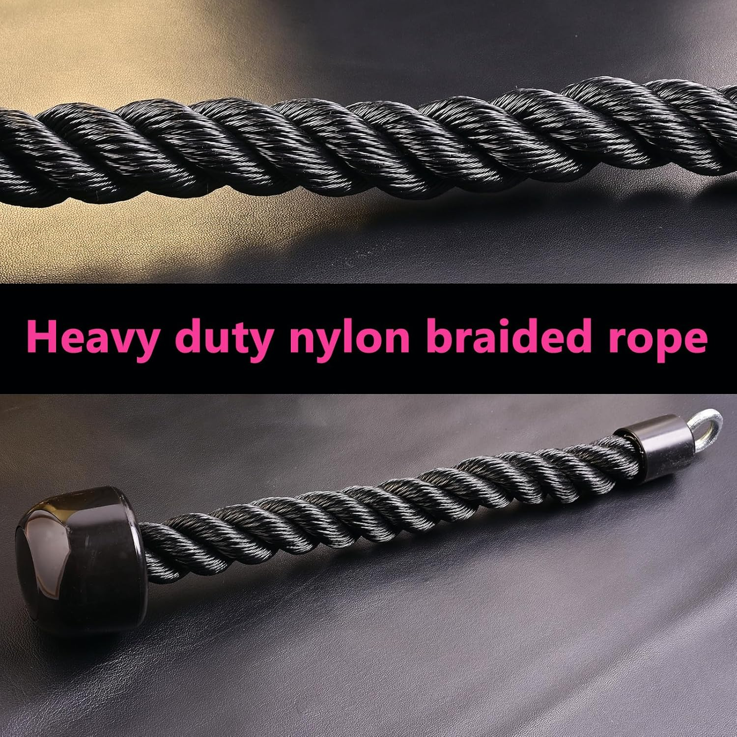 Tricep Rope Pull Down,Heavy Duty Triceps Kit Easy to Grip & Non Slip Cable Attachment Ideal for Home Gym Face Pulls Tricep Push down Rope System - A.Single Grip image number 2