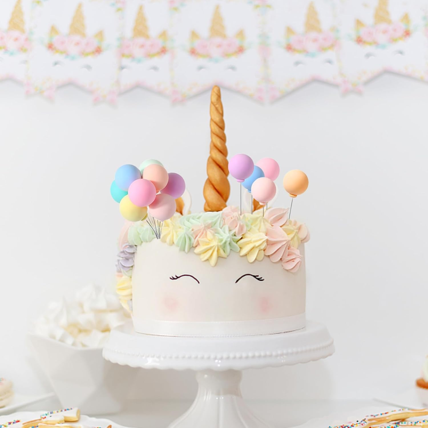 40Pcs Mini Balls Cake Topper, Colorful Balloon Rainbow Cake Balls Cupcake Topper, round Balloon Birthday Party Decorations, for Wedding Anniversary Birthday Baby Shower Party image number 4