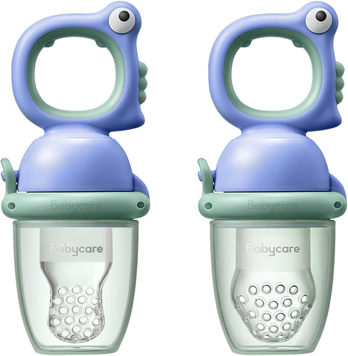 Bc Babycare Baby Food Feeder Pacifiers, Two Size Baby Fruit Pacifier Feeder 2 Pack for Different Month Age Baby,Silicone Food Grade Infant Teether Training Massaging Toy Could Rotate to Squeeze (Blue) image number 5