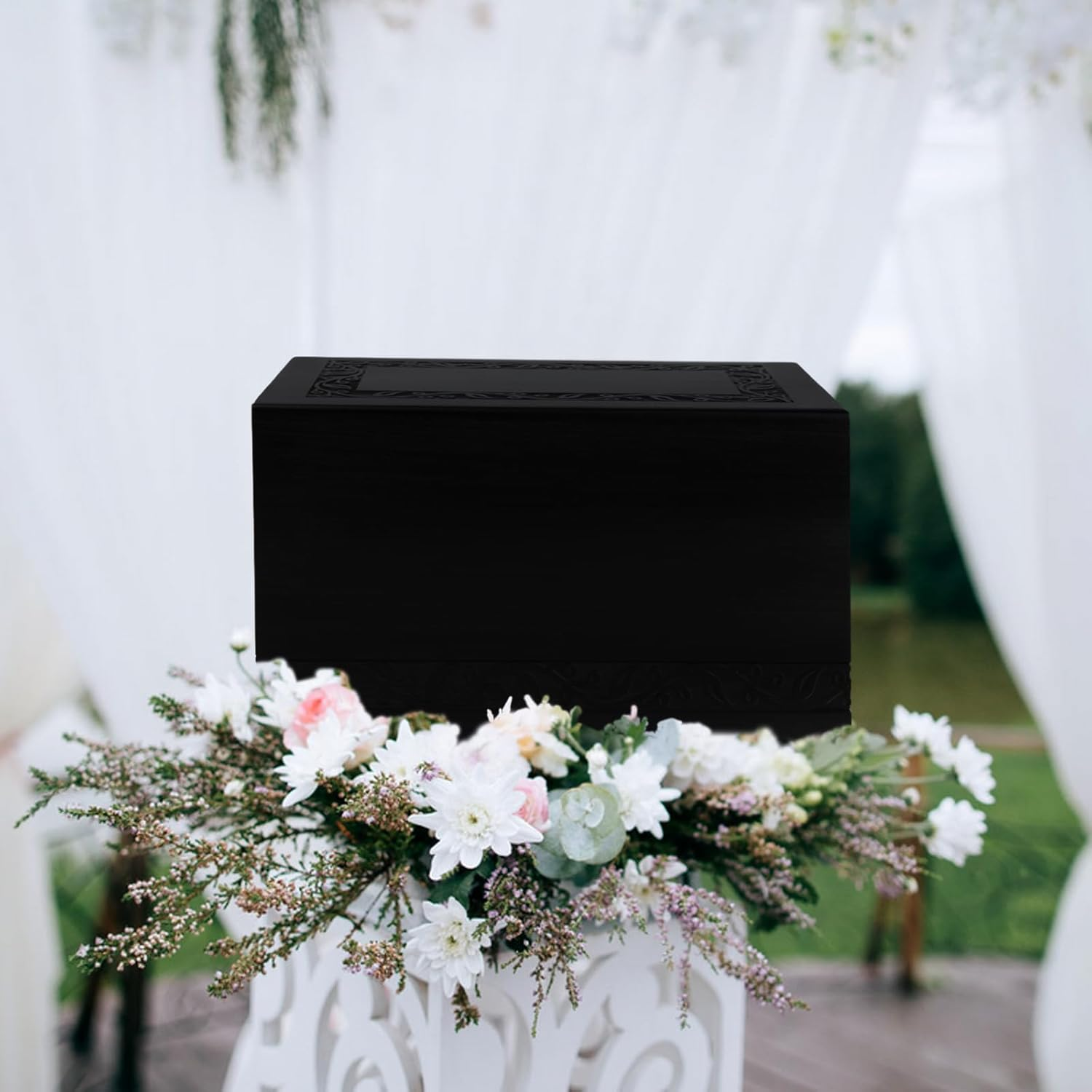 Wooden Tree of Life Cremation Urn for Human Ashes - Adult Male Female, up to 250 Cubic Inches - Funeral Memorial for Mom Dad (Black) image number 4