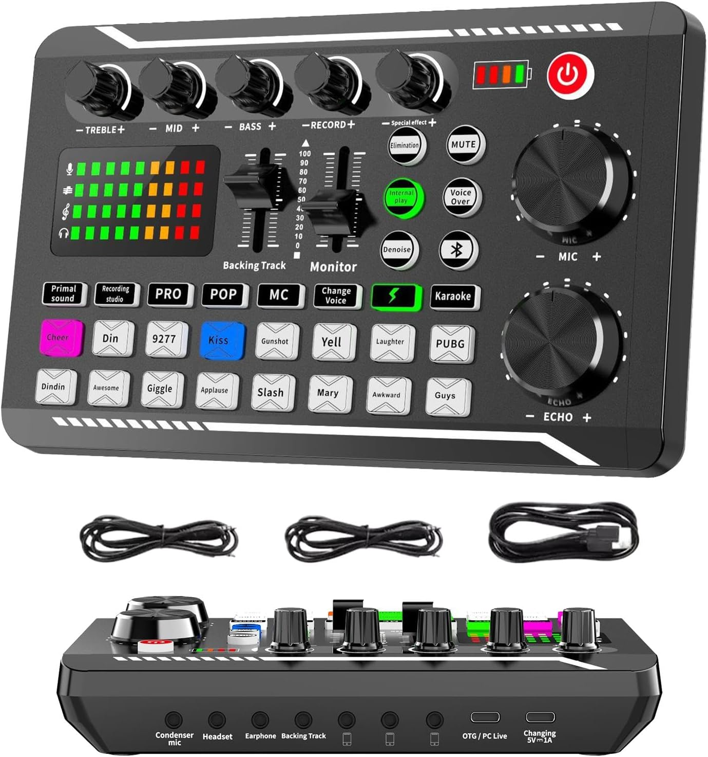 Podcast Production Studio Equipment, Live Sound Card Audio Mixer, Live Sound Board, 16 Fixed Background Special Sound Effects, 7 Recording Modes, 4 Sound Change Functions image number 1