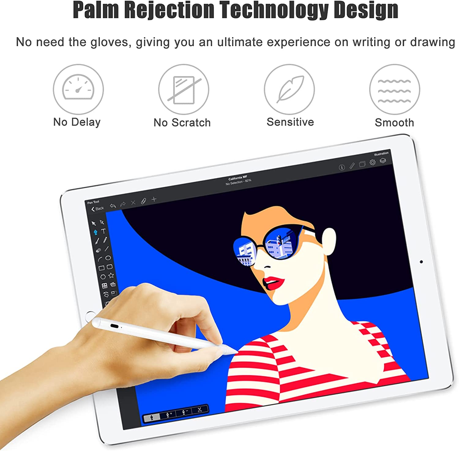 Stylus Pen for Apple Ipad with Palm Rejection, Active Pencil Compatible with (2018-2022) Pro 11/12.9 Inch, 10.2 7Th/8Th/9Th Generation, 6Th, Air 3/4/5Th Gen, Mini 5Th 6Th image number 3