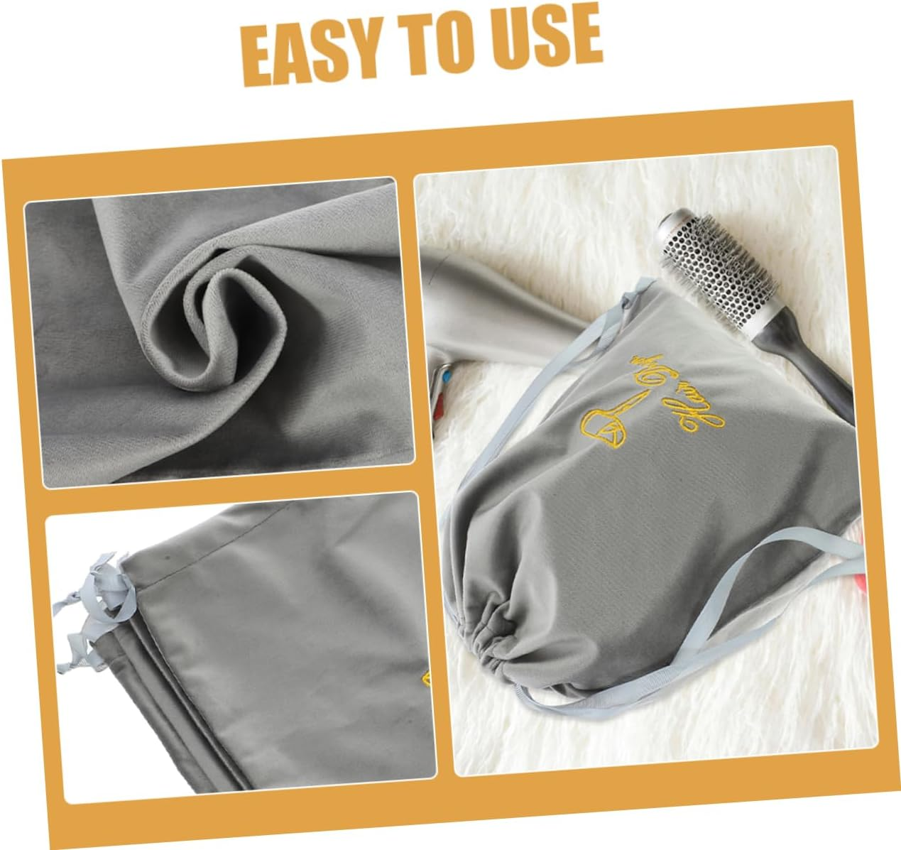 Hair Dryer Drawstring Bags 2Pcs 30X35Cm Embroidered Blow Dryer Storage Pouches Portable Travel Organizer for Women and Men