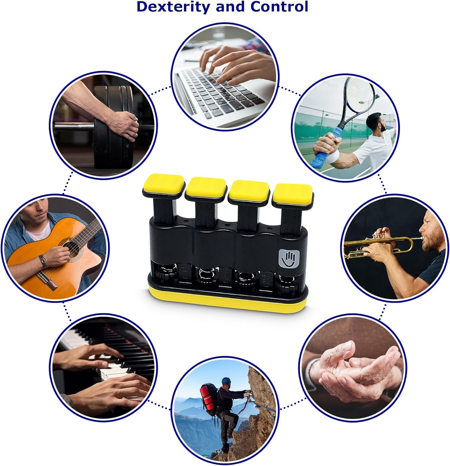 THE FINGER BLITZER - Adjustable Finger Strength Trainer and Grip Exerciser &ndash; the Ultimate Lower Resistance Hand Conditioning Rehab and Therapy Device, Practice Aid and Instrument Warm-Up Tool image number 1
