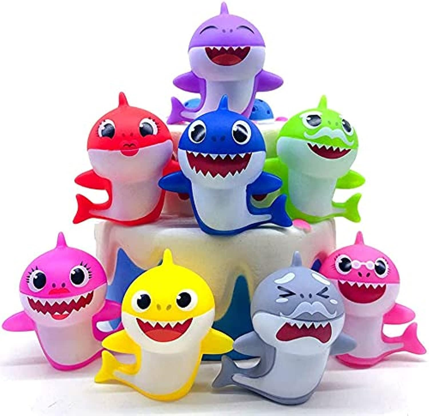 8 Pack Little Shark Cake Toppers - Shark Cake Decorations for Kids' Birthday Party or Baby Shower image number 3