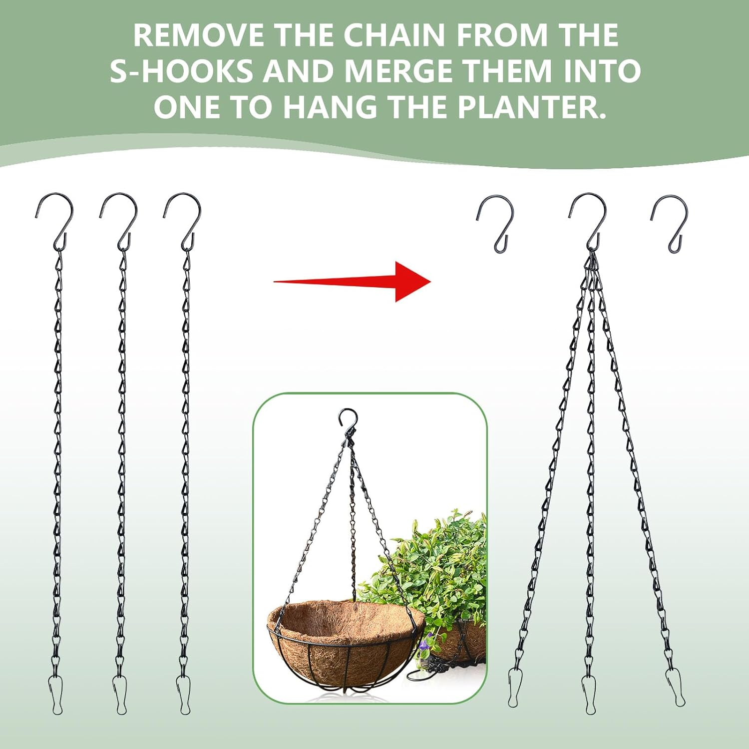 12 Pack Hanging Chains with Hooks, Black Sign Hanger for Hanging Bird Feeders, Birdbaths, Picture, Planters, Lanterns, Baskets, Billboards, Decorative Ornaments, Wind Chimes