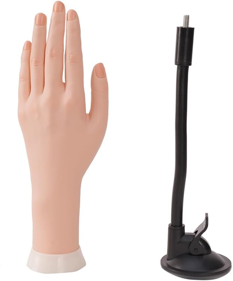 Left Practice Hand for Acrylic Nails with Holder, Mannequin Hand for Nails Practice, Flexible Bendable Fake Hand Manicure Nail Practice Hand - Left Hand+Holder image number 4