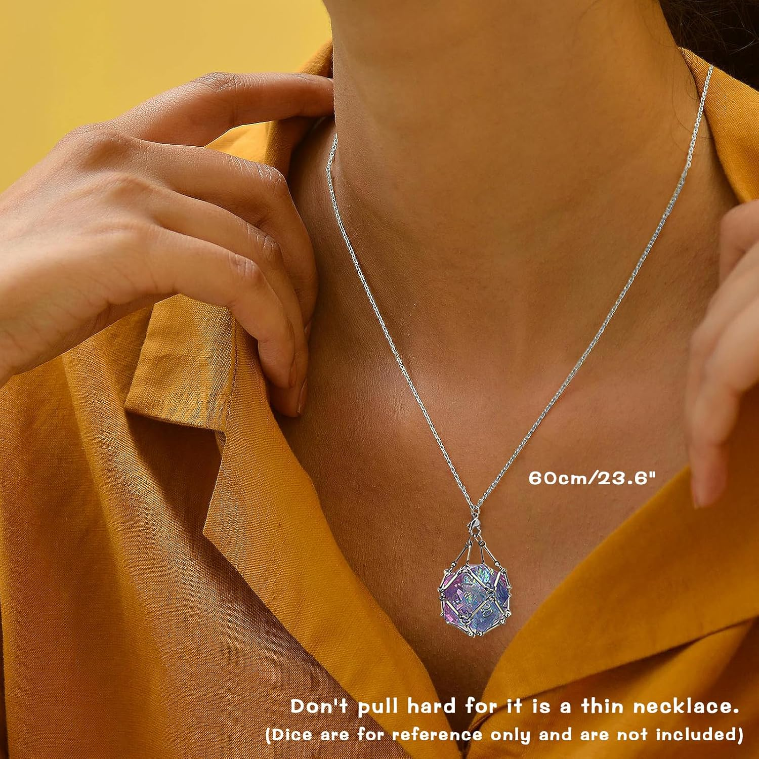 PJOY DND Dice with Necklace Cage Interchangeable D20 for Dungeons and Dragons Gamers - Stainless Steel Gifts image number 2