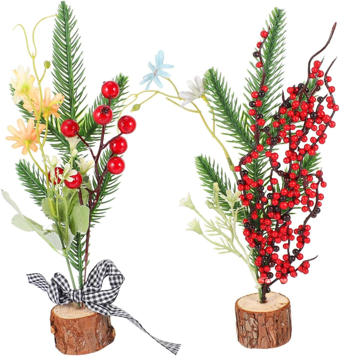 2Pcs Mini Christmas Tree Ornaments for Desktop Xmas Mini Artificial Tree Tinsel