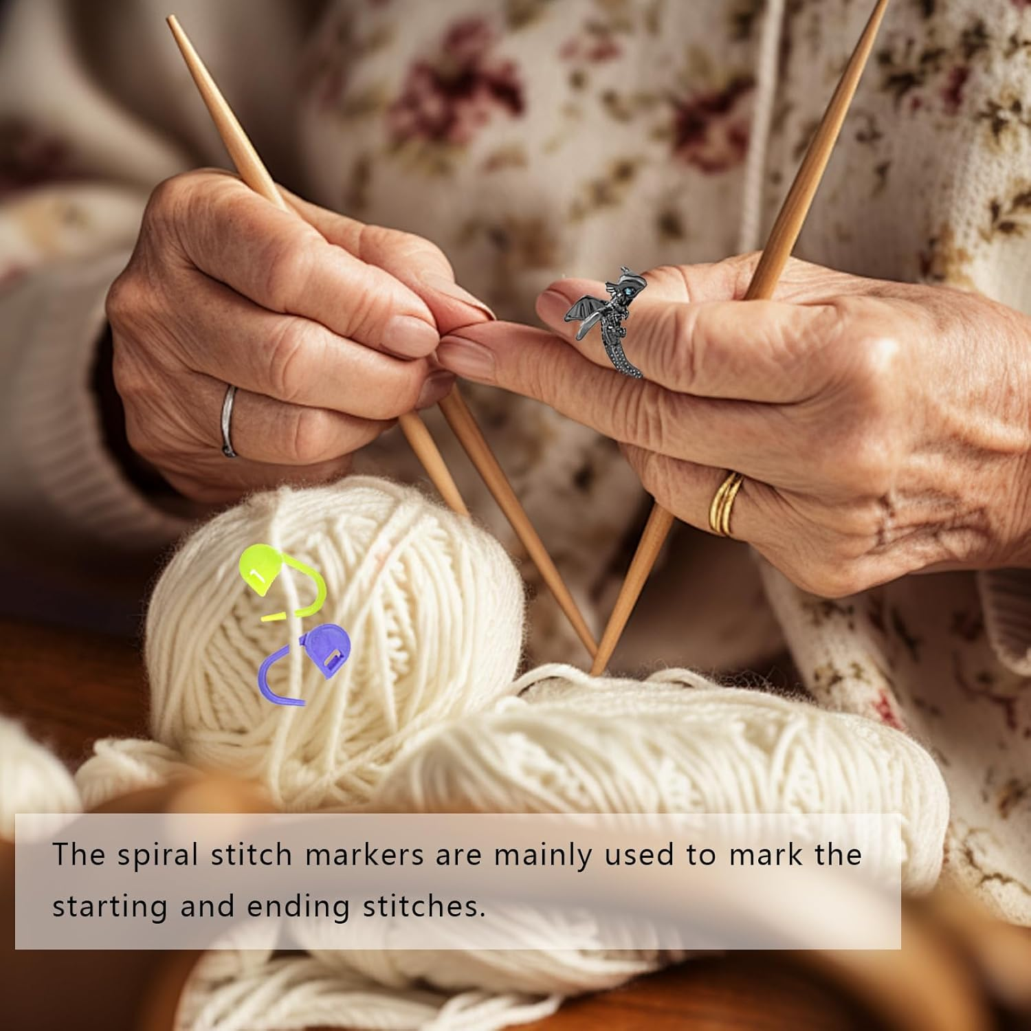 20PCS Crochet Ring & Stitch Markers Kits, Crochet Accessories and Gadgets, 10 Adjustable Tension Rings for Crocheting,Yarn Guide Rings for Crocheting, Knitting Ring,Metal Spiral Stitch Markers image number 6