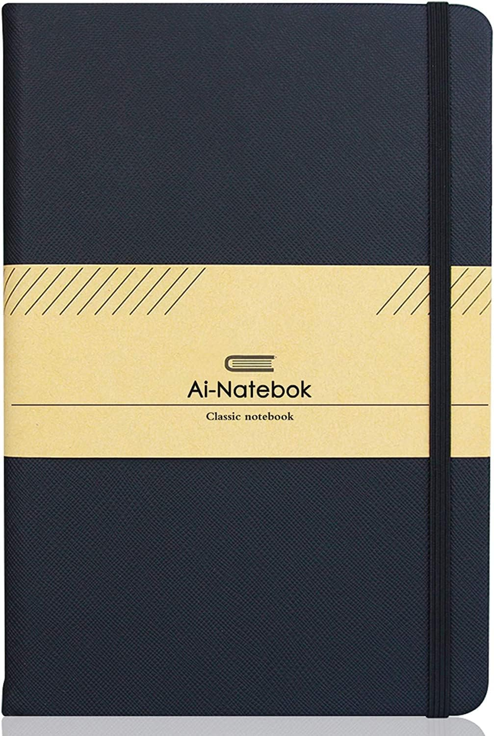 Classic Dotted Notebook Journals - Black A5 PU Leather Hardcover Notebooks for Men and Women, 192 Pages 120 Paper with Inner Pocket, 5.75 &times; 8.5 Inches