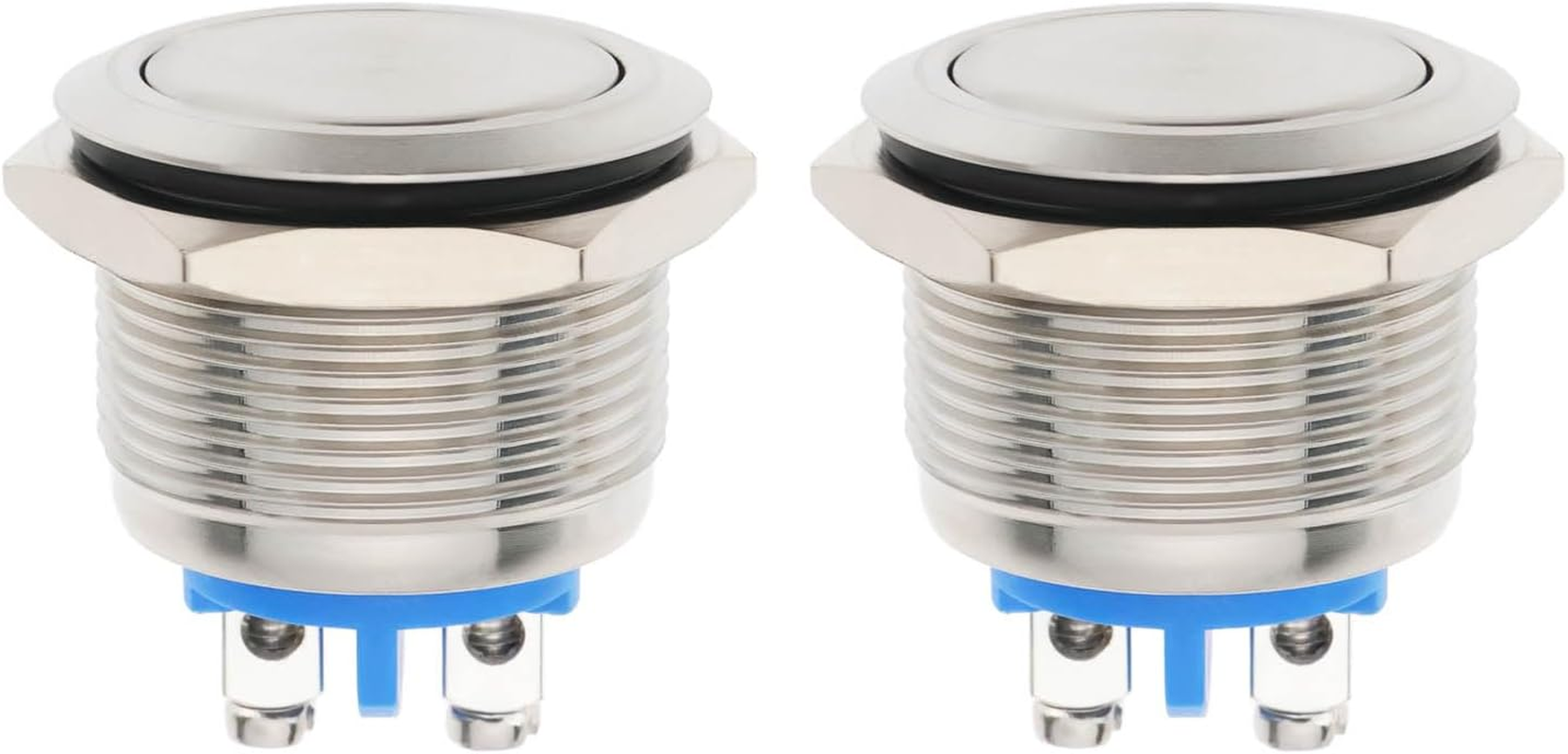 2PCS 22Mm Momentary Push Button Stainless Steel Starter Switch DC 5A 250V AC Thread Depth 13Mm for Cars Motorcycles Boats Momentary Contact Switch image number 3